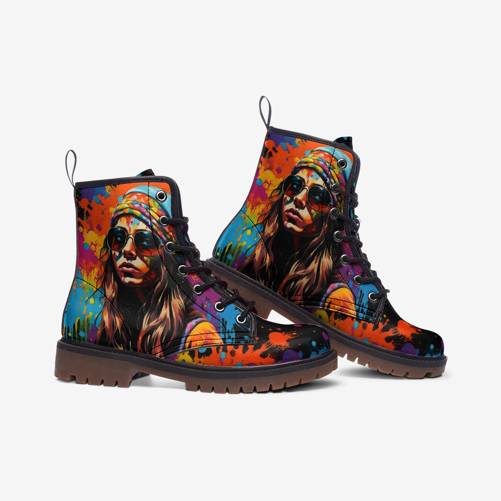 Hippie Art Zone - Colorful Art-Inspired Leather Boots For Hippie