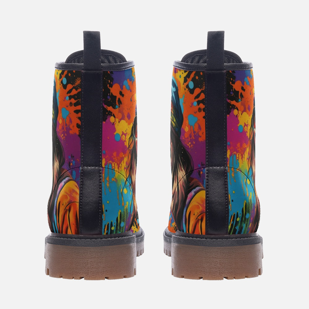 Hippie Art Zone - Colorful Art-Inspired Leather Boots For Hippie