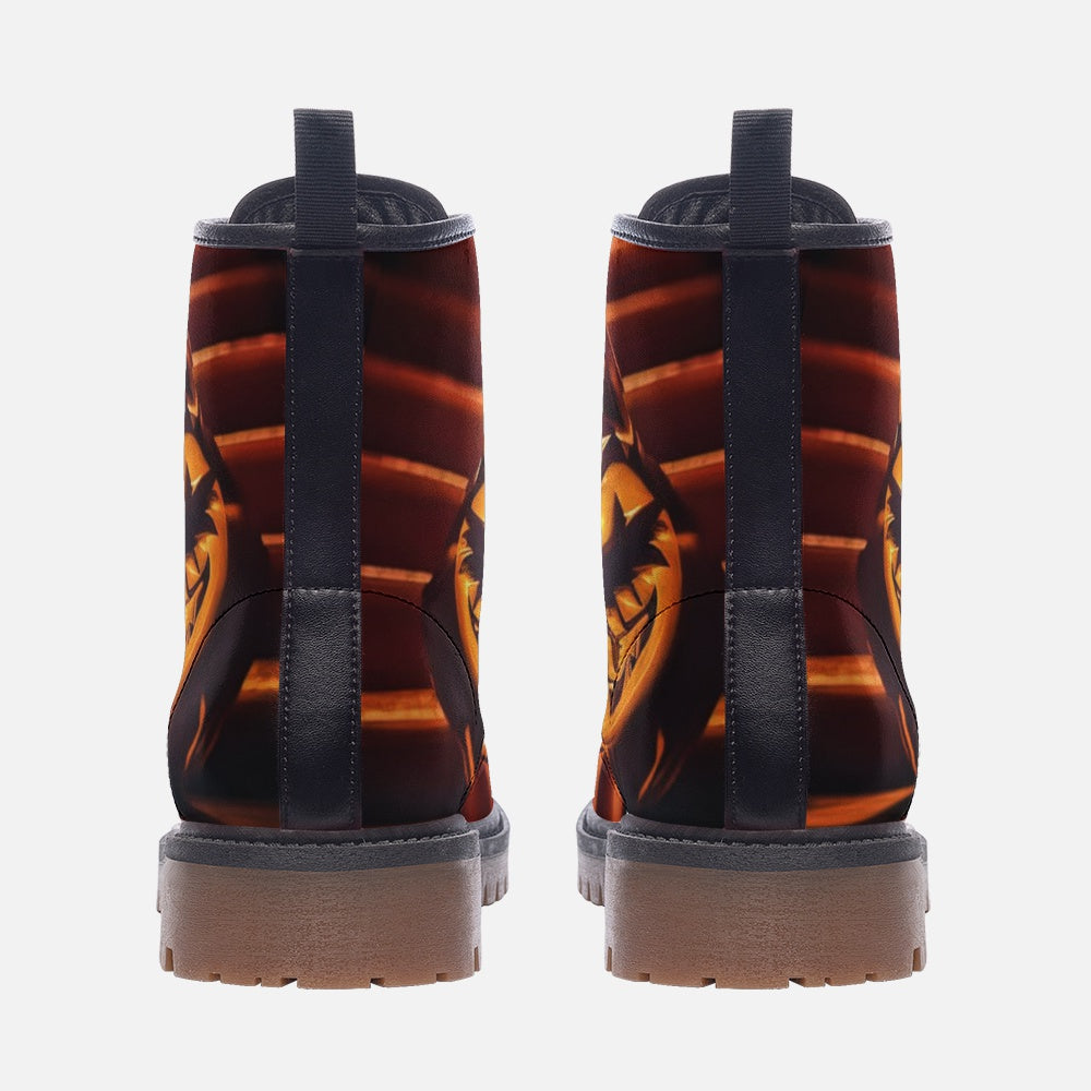 Hippie Art Zone - Cat-O-Lantern Leather Boots For Halloween