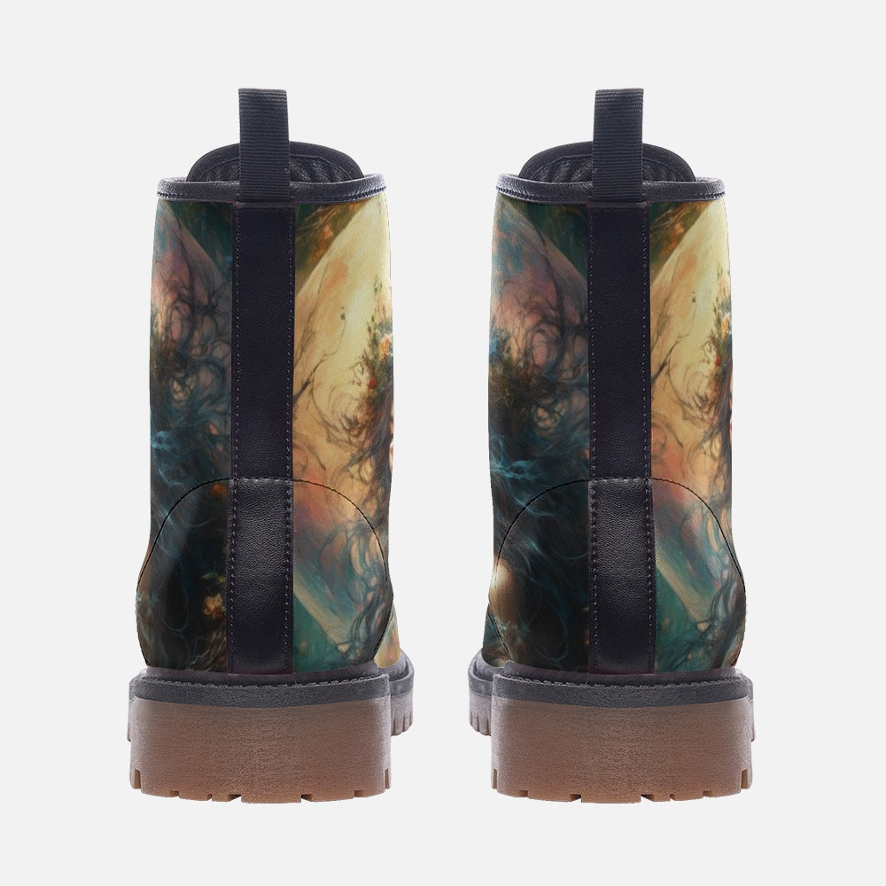 Hippie Art Zone - Moonlit Maiden Vegan Leather Boots, Hippie Witchy Style