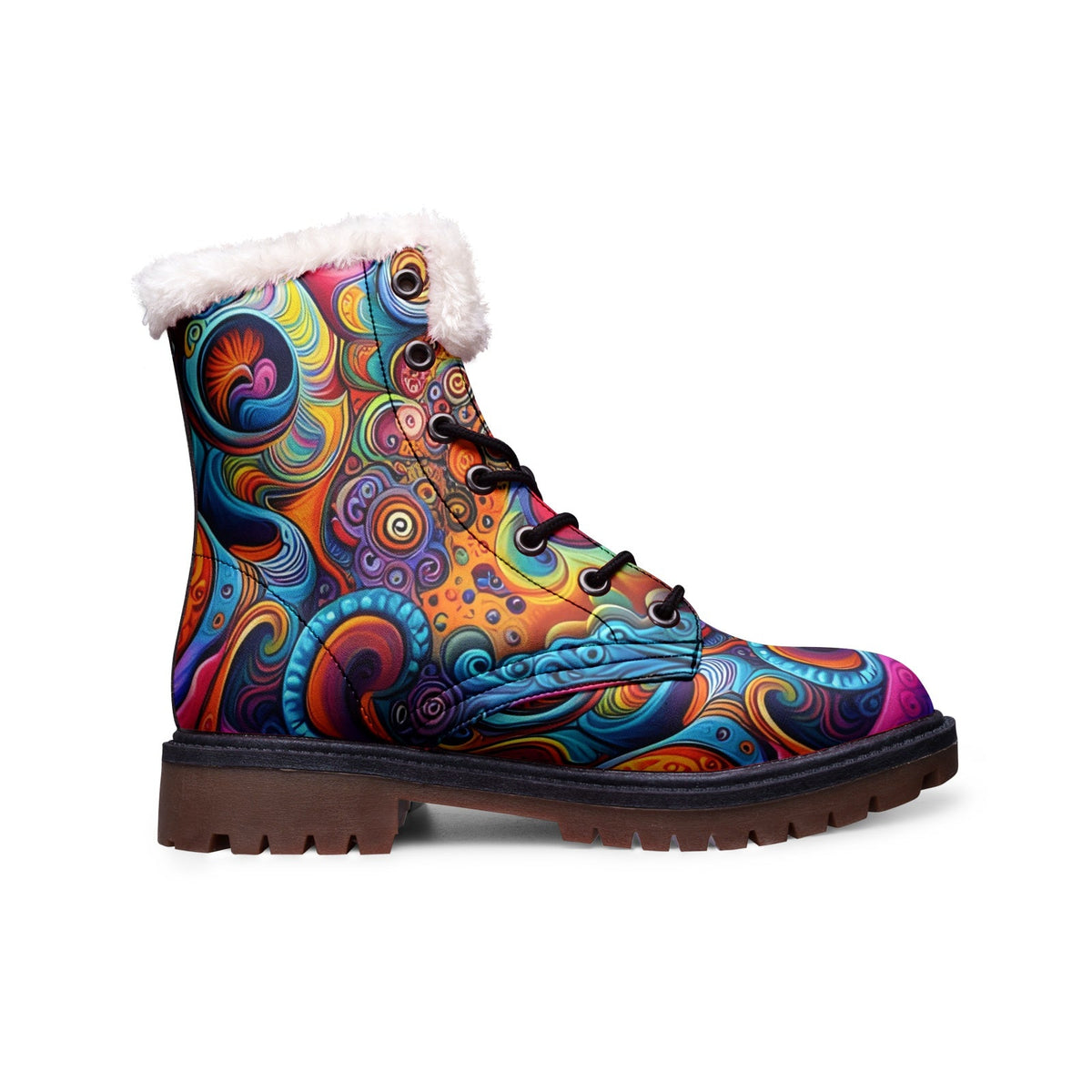 Hippie Art Zone - Hippie Colors &amp; Psychedelic Art Faux Fur Leather Boots