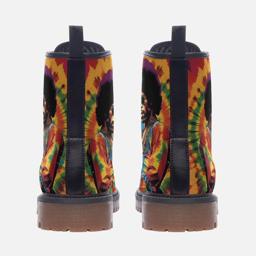 Hippie Art Zone - Hippie Guitarist Vegan Leather Combat Boots