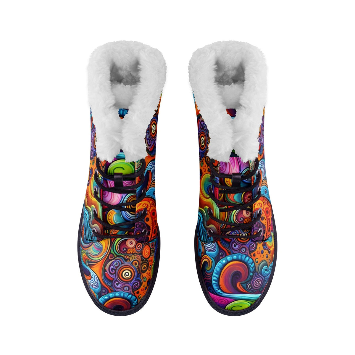 Hippie Art Zone - Hippie Colors &amp; Psychedelic Art Faux Fur Leather Boots