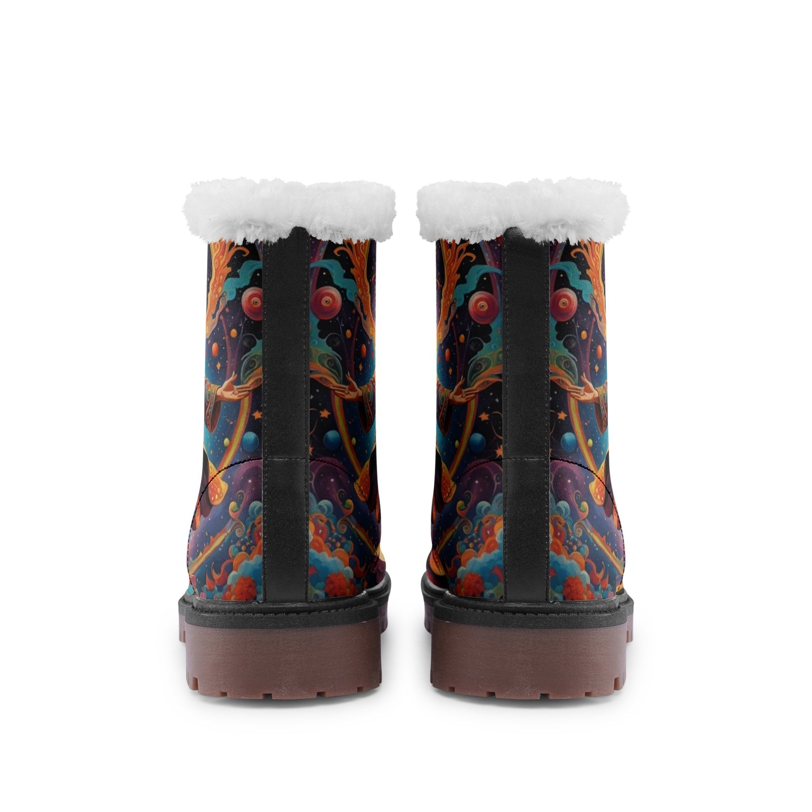 Hippie Art Zone - Hippie Flying Man Faux Fur Leather Boots