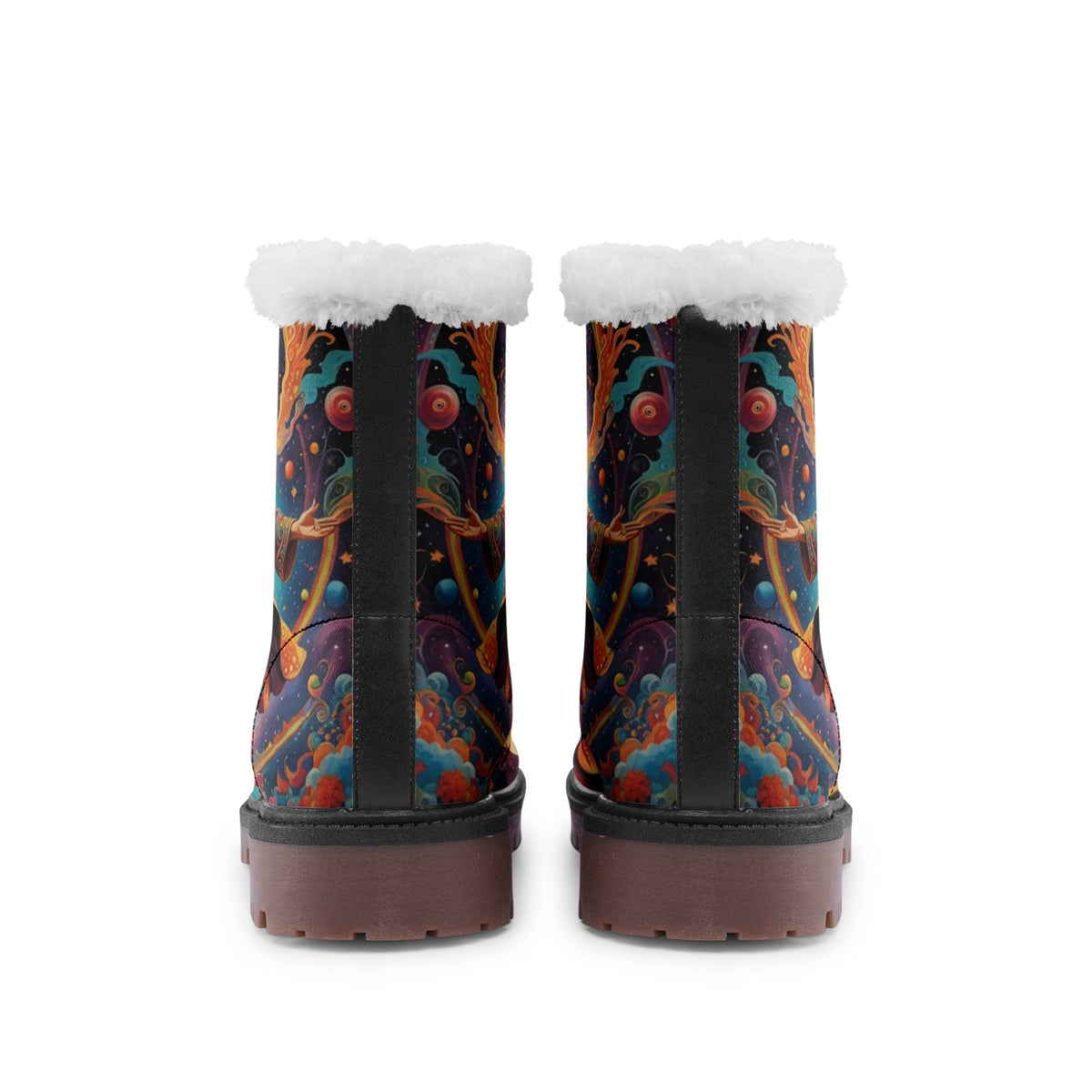 Hippie Art Zone - Hippie Flying Man Faux Fur Leather Boots