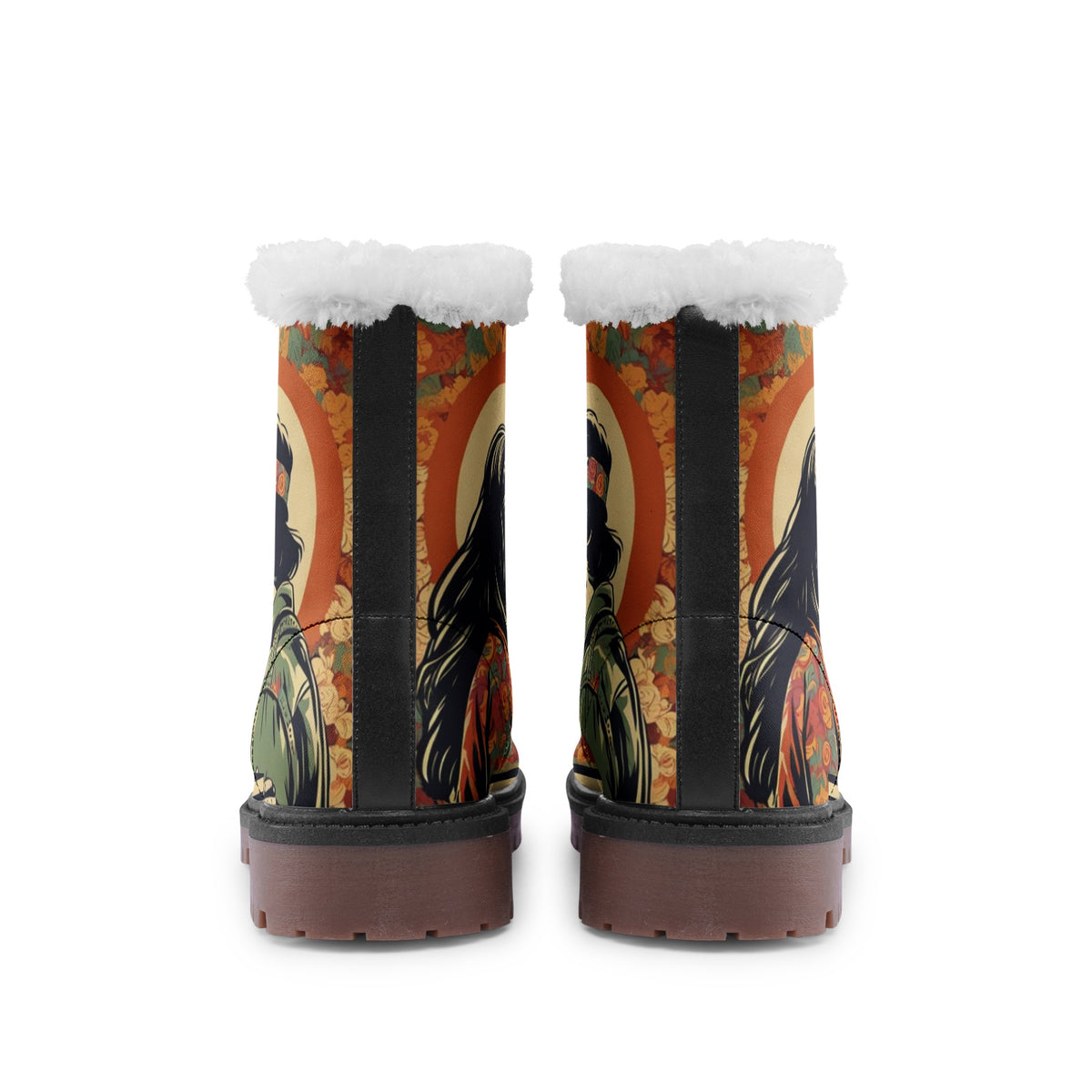 Hippie Art Zone - Love Not War Faux Fur Leather Boots For Hippie