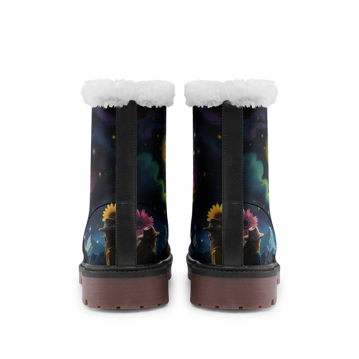 Hippie Art Zone - Hippie Life Faux Fur Leather Boots For the Free-Spirited Souls