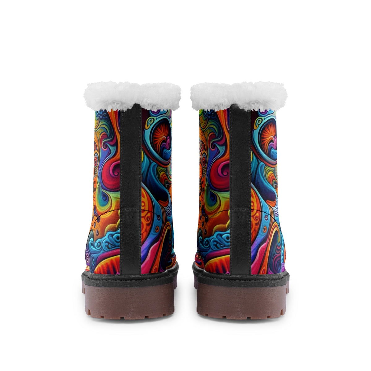 Hippie Art Zone - Hippie Colors &amp; Psychedelic Art Faux Fur Leather Boots