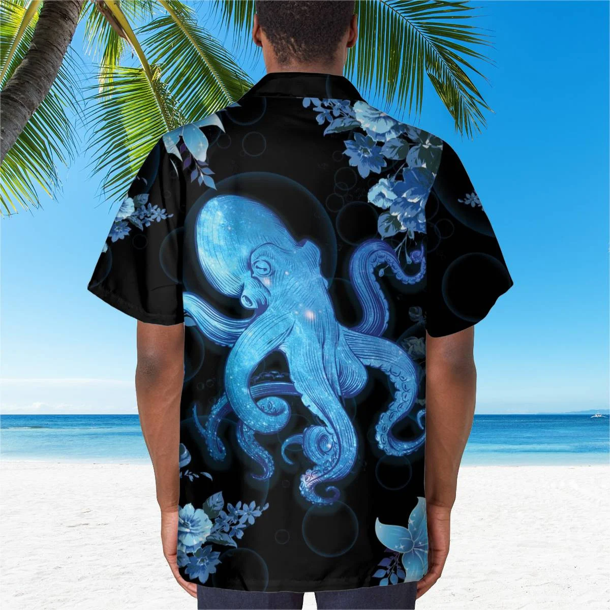 hippieartzone - BLUE OCTOPUS BEACH TROPICAL HAWAII SHIRT.