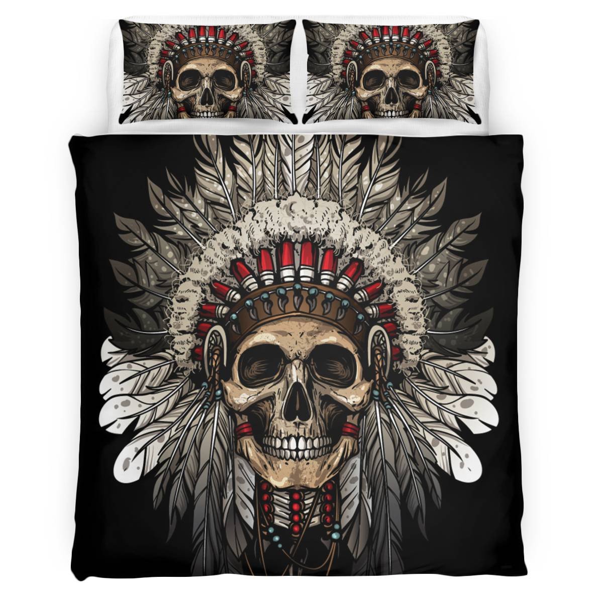 hippieartzone - Native American Skull Pattern Bedding Set