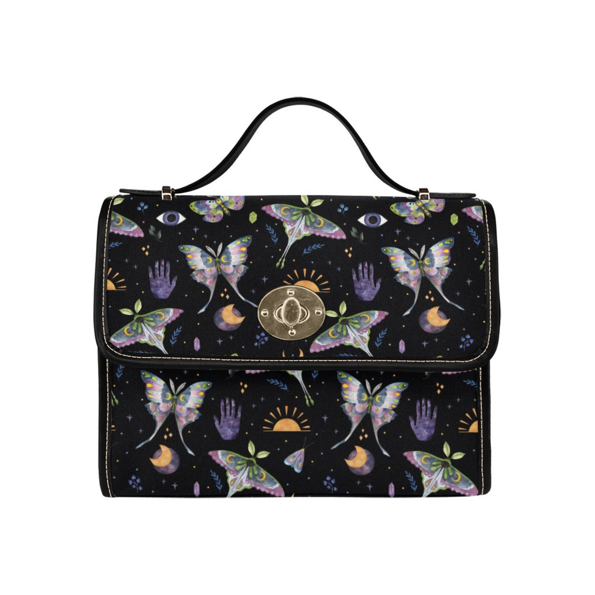 Mystical Luna Moth Canvas Satchel Bag For Hippie