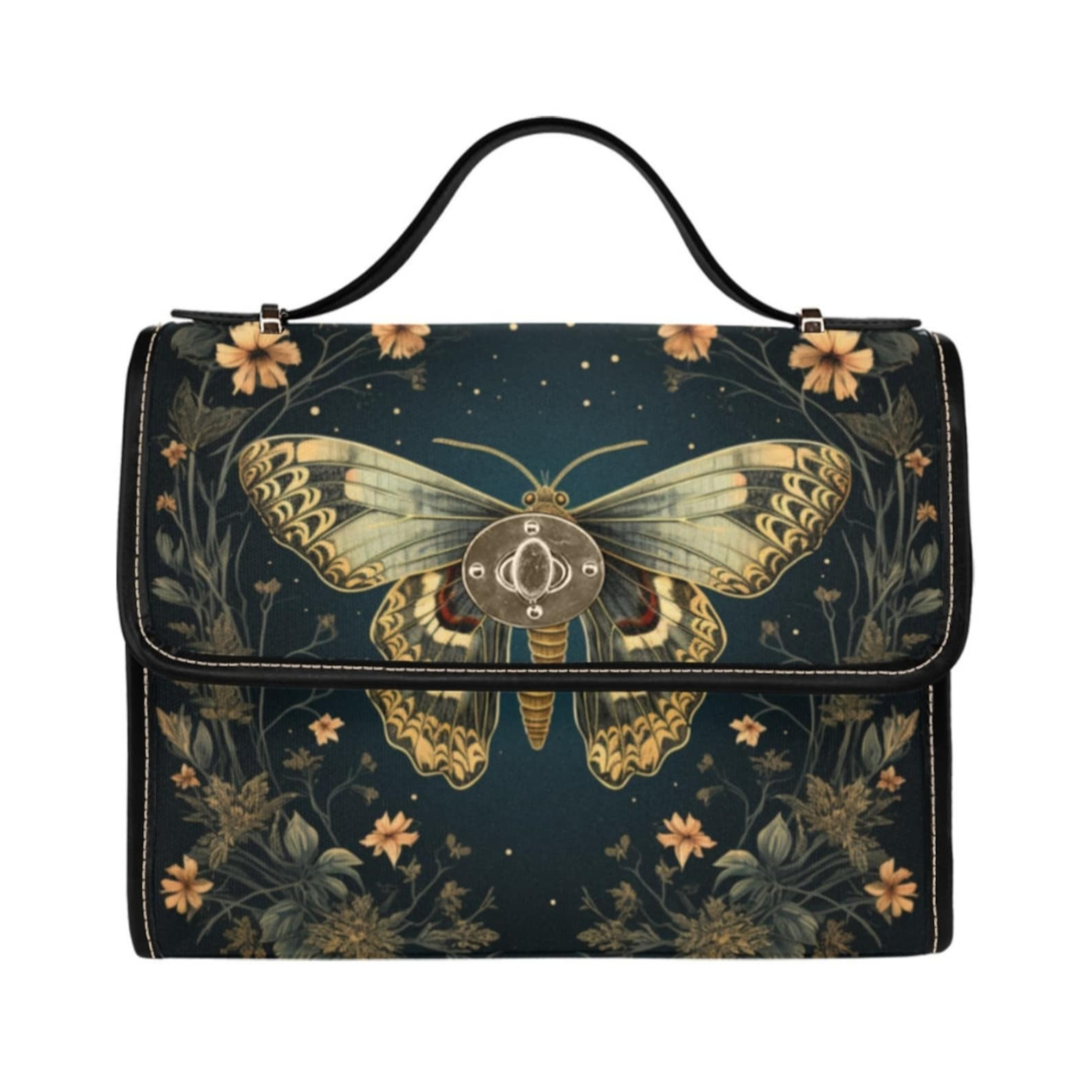 Moth Whimsigoth Dark Cottagecore Witchy Satchel Bag For Boho Hippie