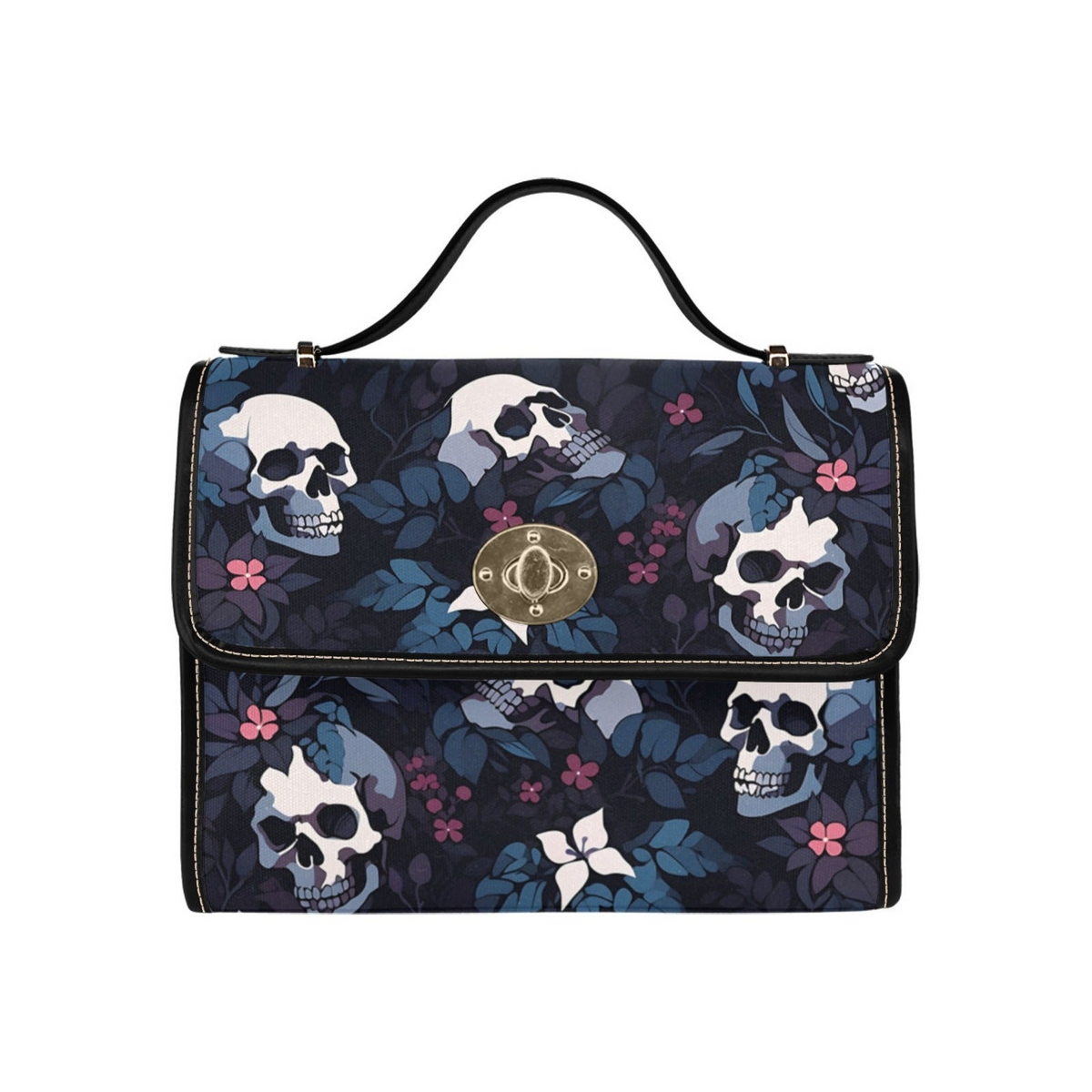 Dark Skull Boho Halloween Canvas Satchel Bag For Hippie