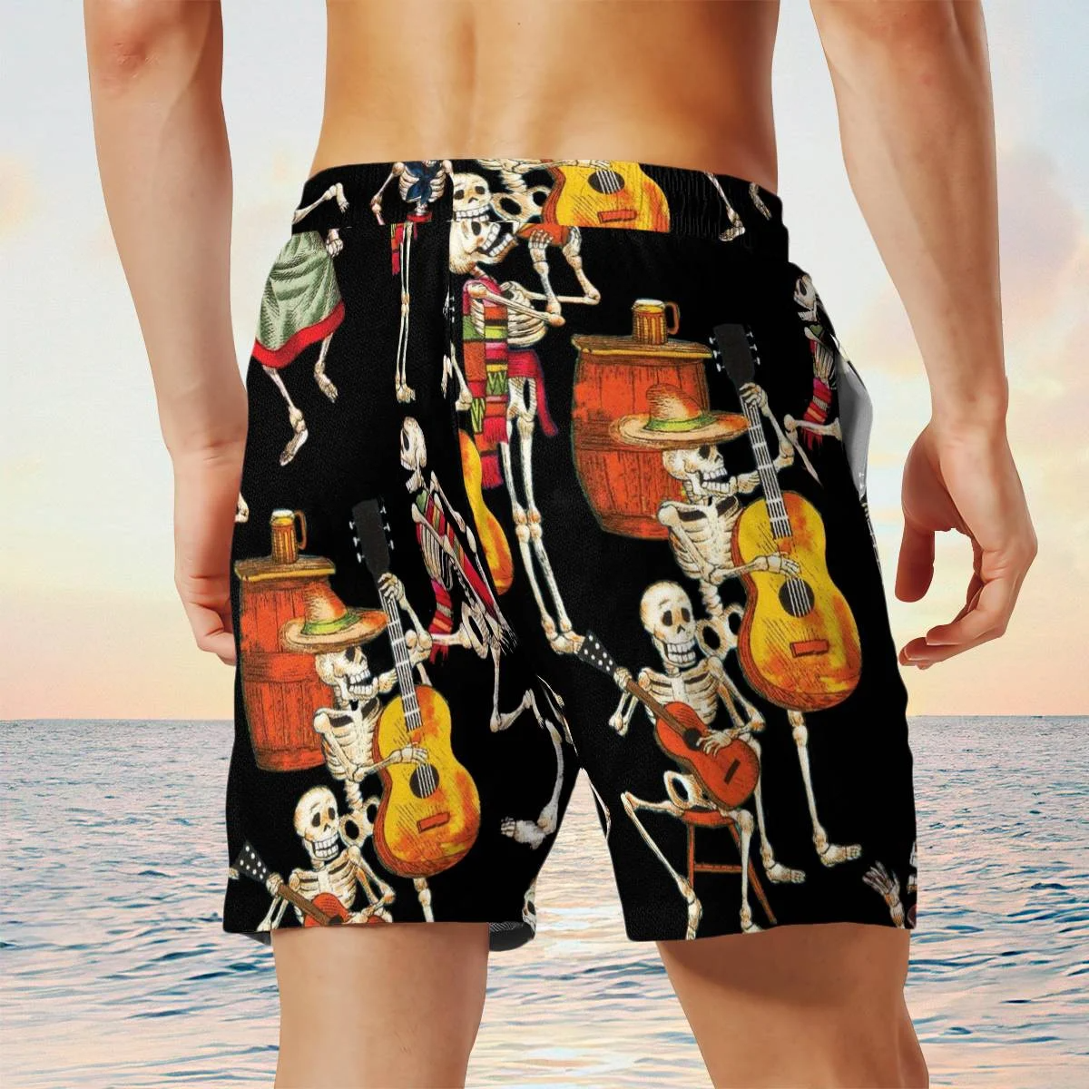 hippieartzone - MANY SKELETON GUITAR HAWAII SHIRT.