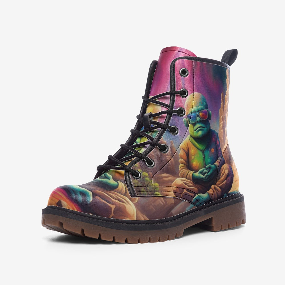 Hippie Art Zone - Alien Meditation Casual Leather Lightweight Boots For Hippies