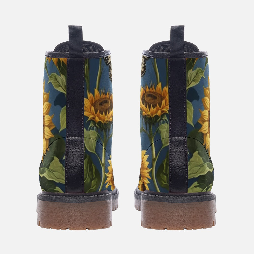 Hippie Art Zone - Sunflower Field on Leather Lightweight Boots for Hippies