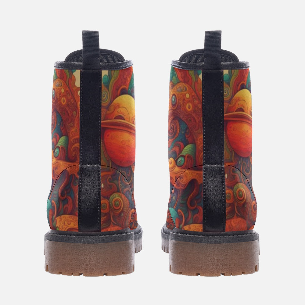 Hippie Art Zone - Imaginary Planet, Peace In Mind Leather Lightweight Boots for Hippies