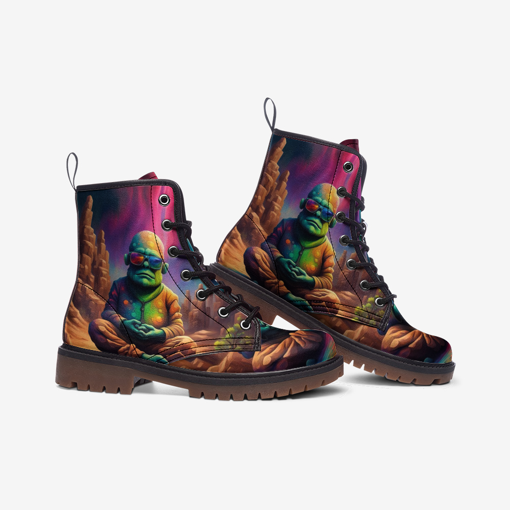 Hippie Art Zone - Alien Meditation Casual Leather Lightweight Boots For Hippies