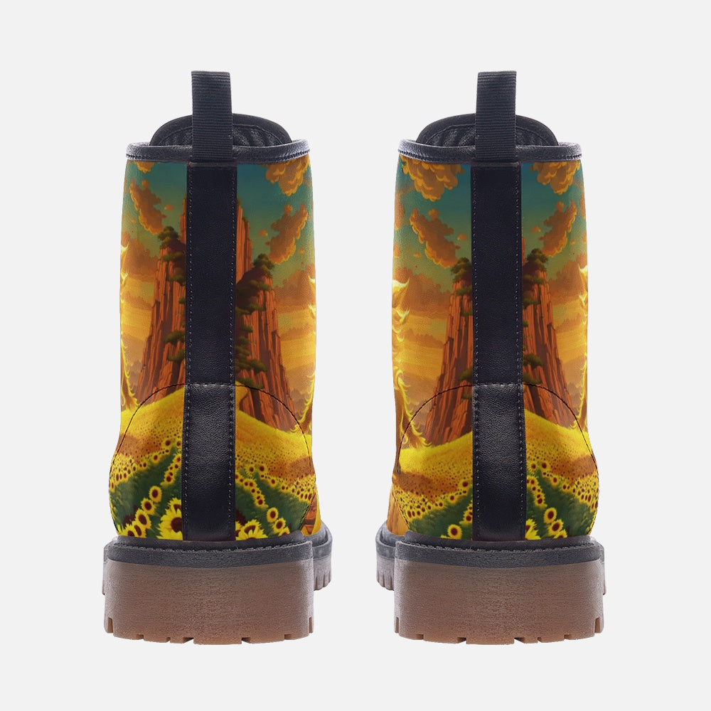 Hippie Art Zone - Roaring Lion on Leather Lightweight Boots for Hippies