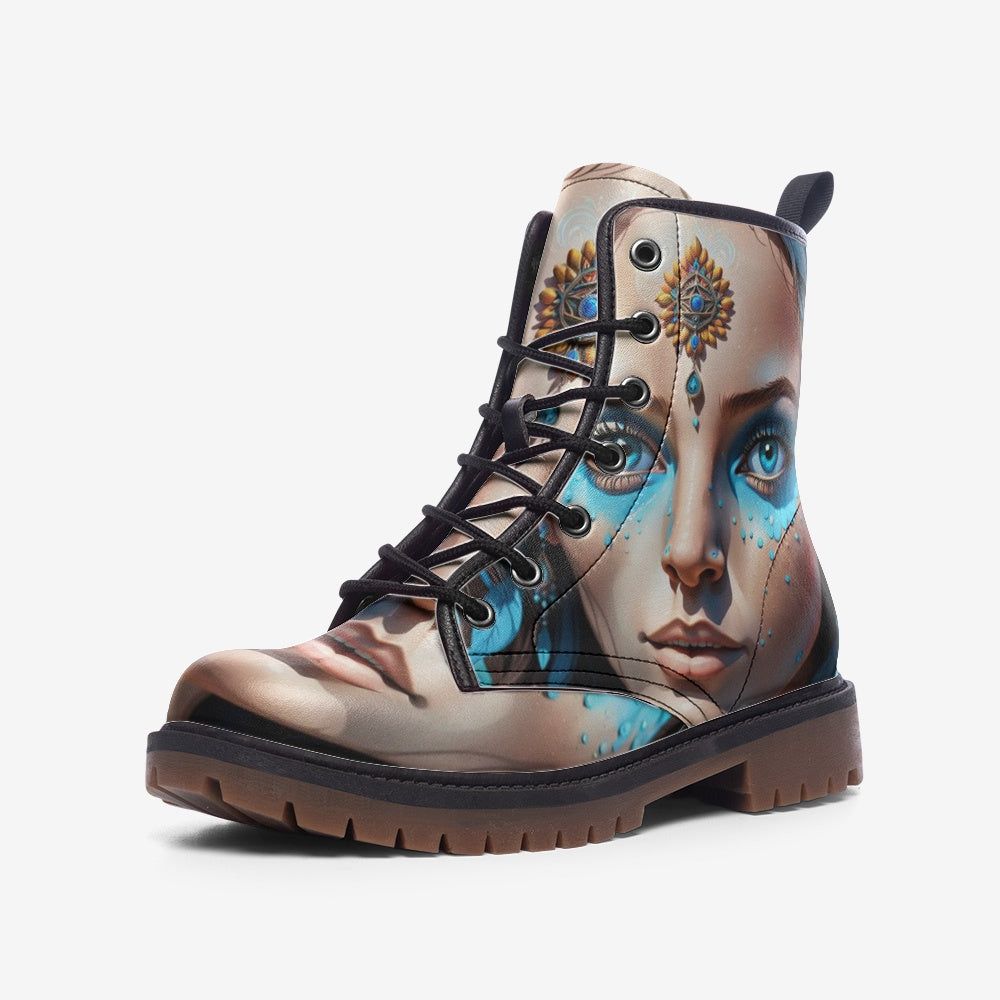 Hippie Art Zone - Beautiful Fairy, Bright Blue Eyes Casual Leather Lightweight For Hippies