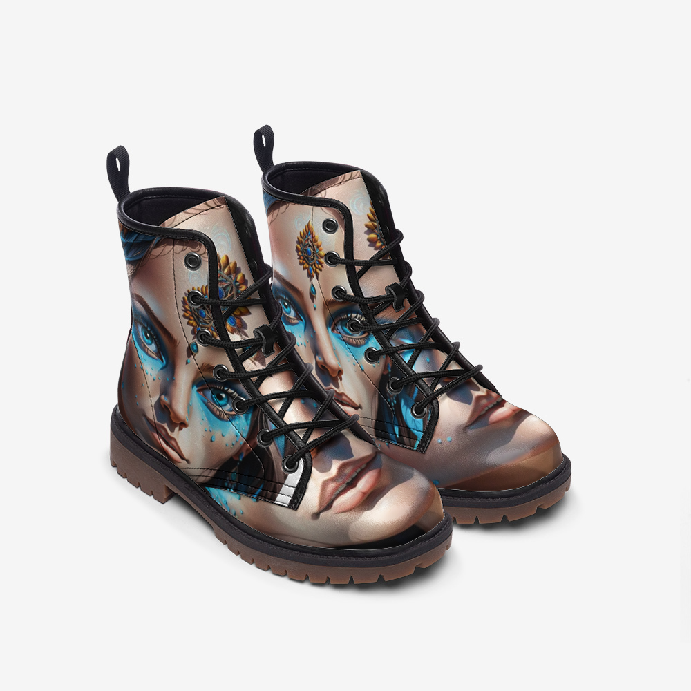 Hippie Art Zone - Beautiful Fairy, Bright Blue Eyes Casual Leather Lightweight For Hippies