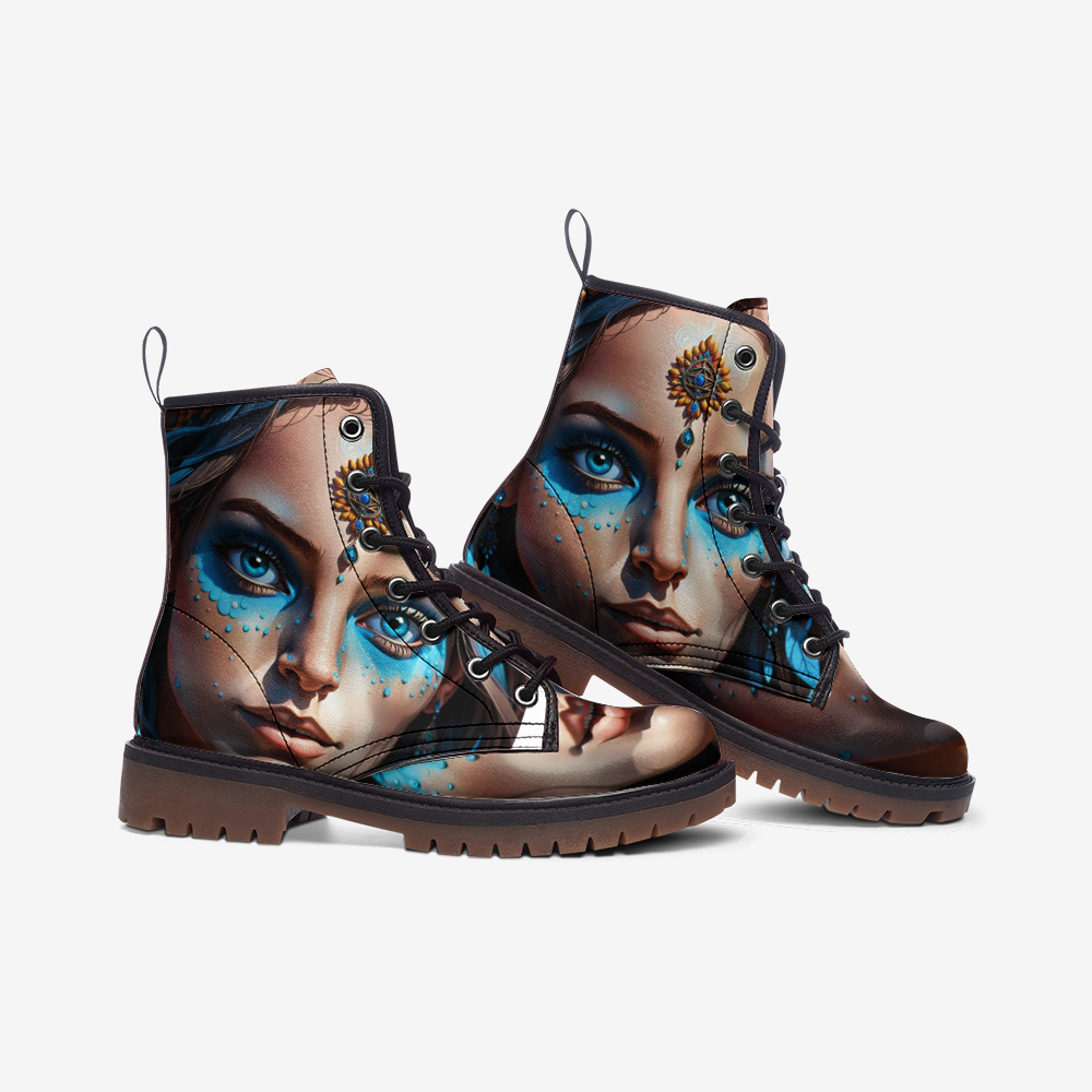 Hippie Art Zone - Beautiful Fairy, Bright Blue Eyes Casual Leather Lightweight For Hippies