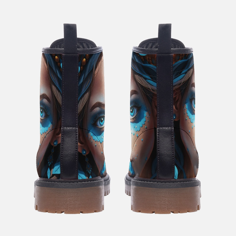 Hippie Art Zone - Beautiful Fairy, Bright Blue Eyes Casual Leather Lightweight For Hippies