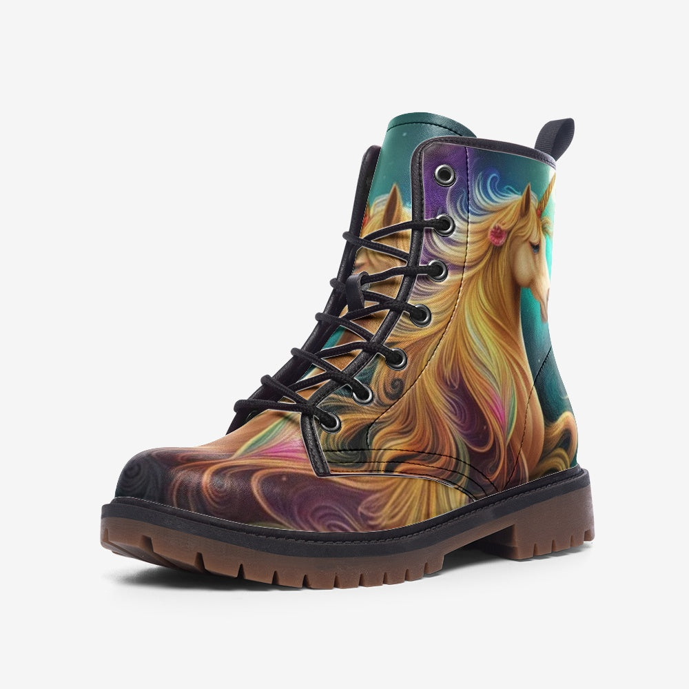 Hippie Art Zone - Magical Unicorn Casual Leather Lightweight Boots For Hippies