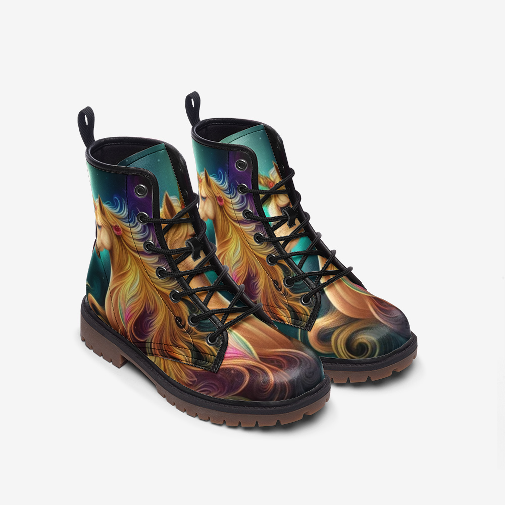 Hippie Art Zone - Magical Unicorn Casual Leather Lightweight Boots For Hippies