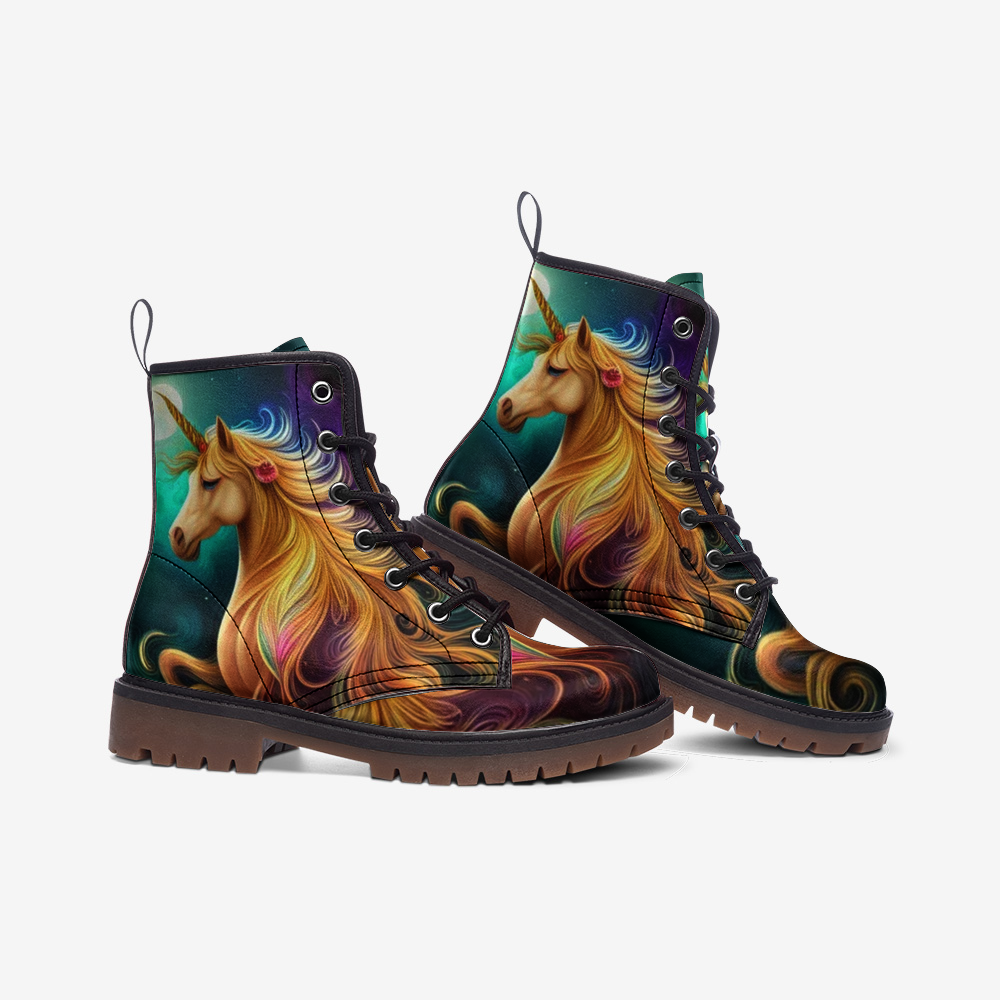 Hippie Art Zone - Magical Unicorn Casual Leather Lightweight Boots For Hippies