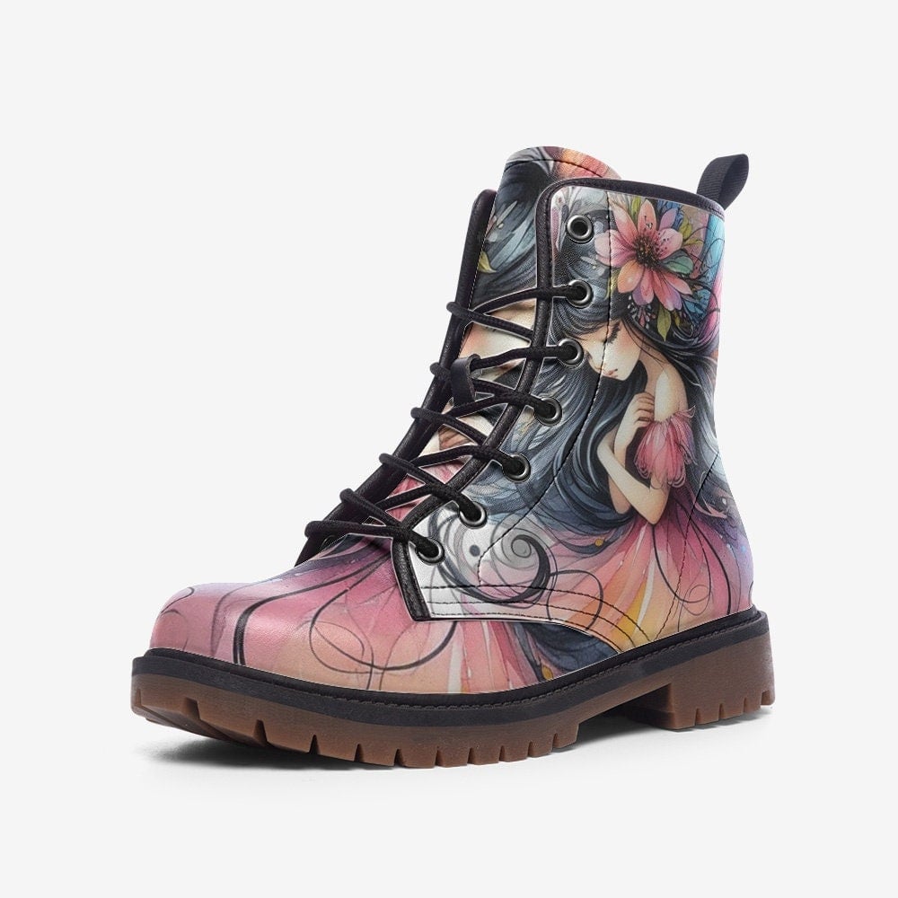 Hippie Art Zone - Flower Fae Casual Faux Leather Lightweight Boots