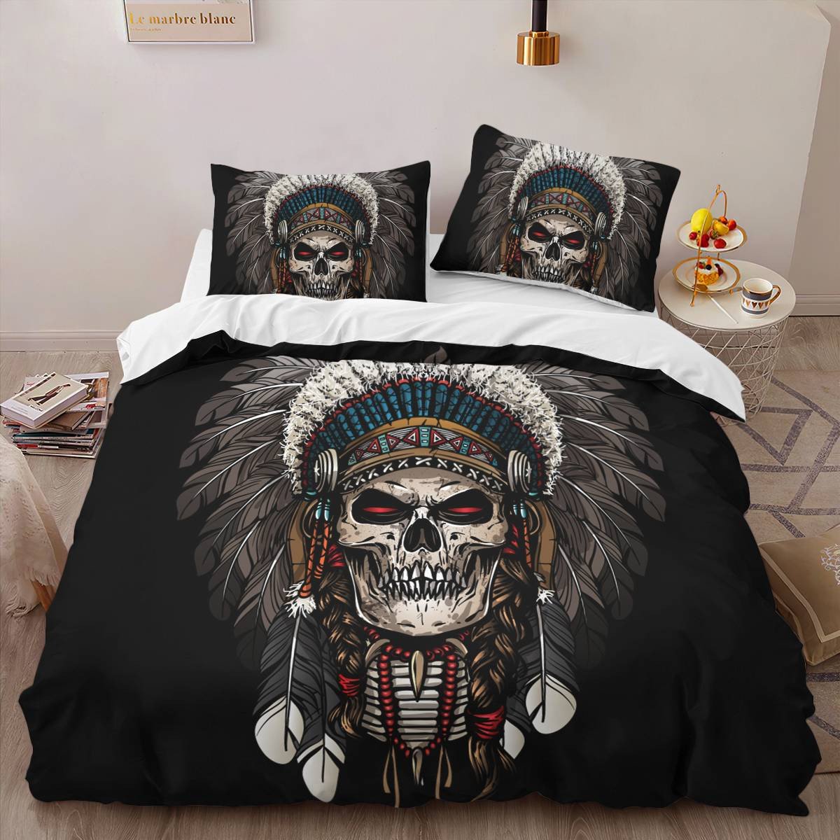 hippieartzone - Native American Skull Bedding Set