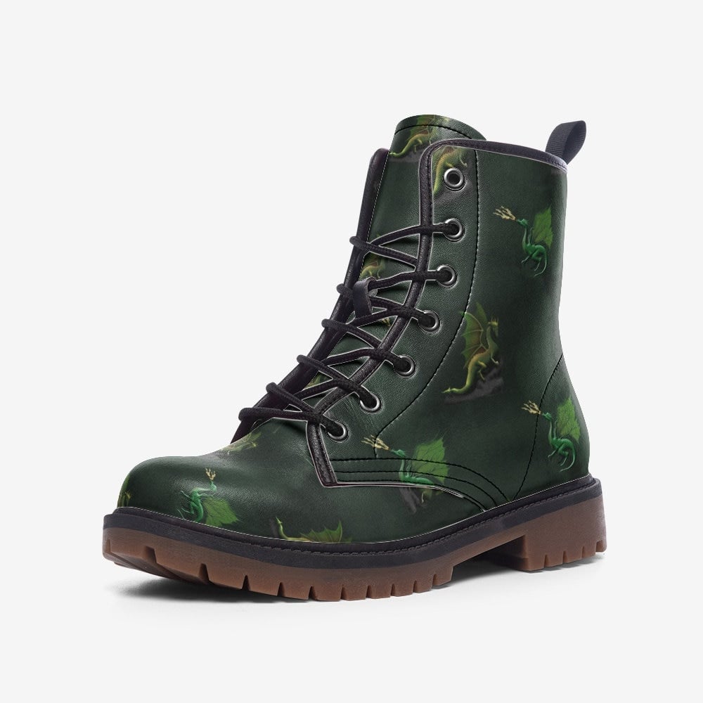 Hippie Art Zone - Green Dragon Vegan Leather Boots.