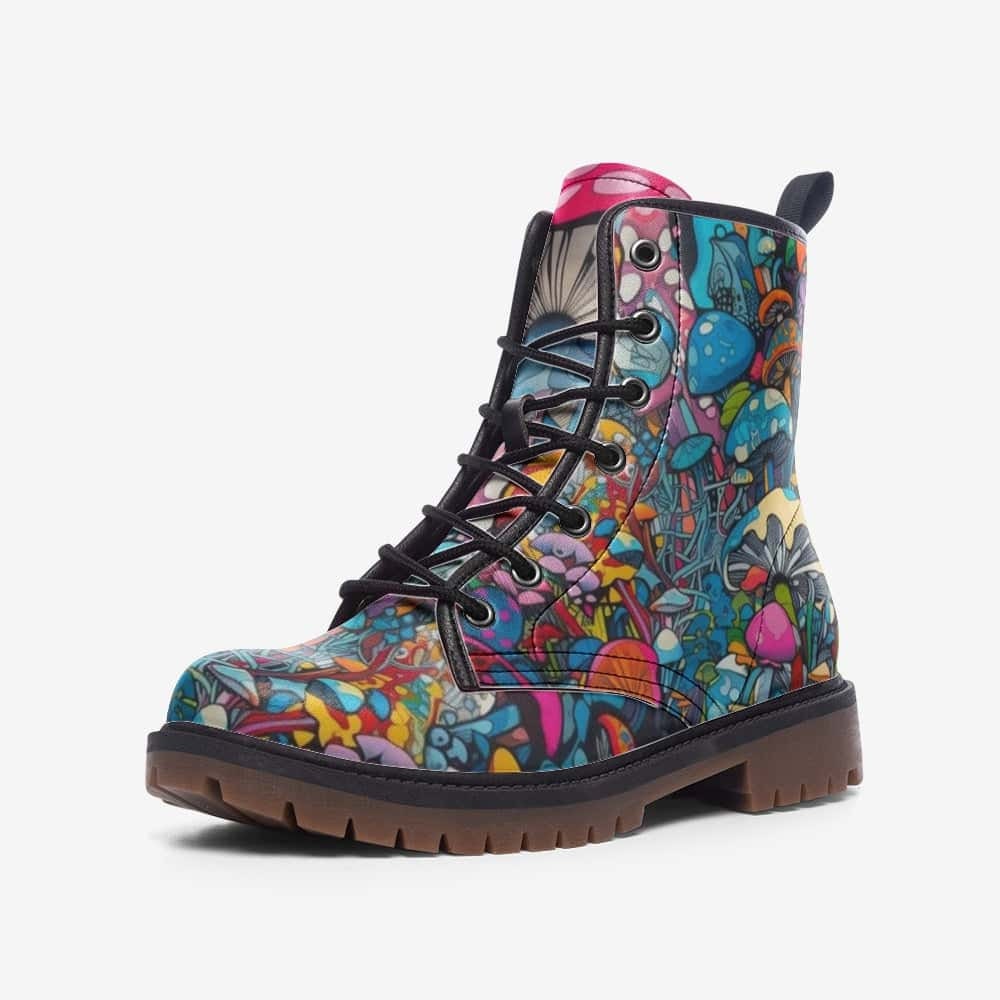 Hippie Art Zone - Groovy Mushrooms Vegan Leather Boots