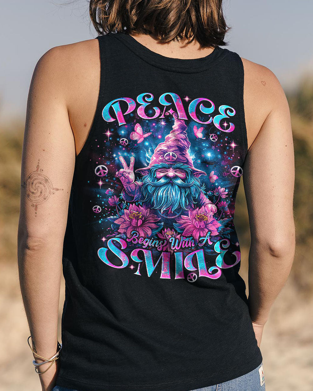 Hippie Art Zone - Peace Begins With A Smile Gnome For Hippie