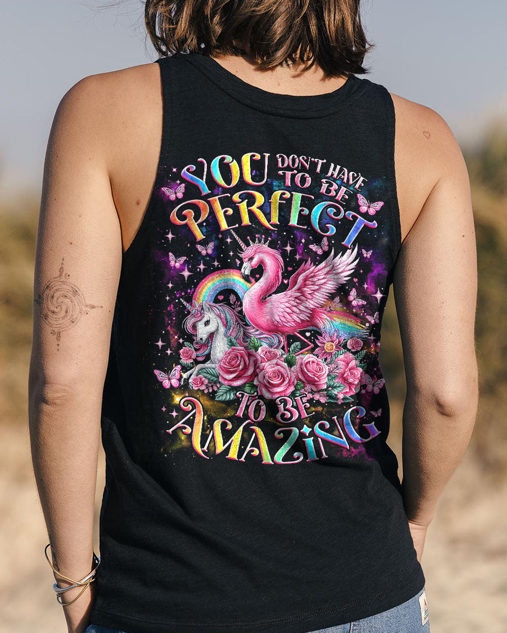 Hippie Art Zone - You Don'T Have To Be Perfect Unicorn Flamingo For Hippie