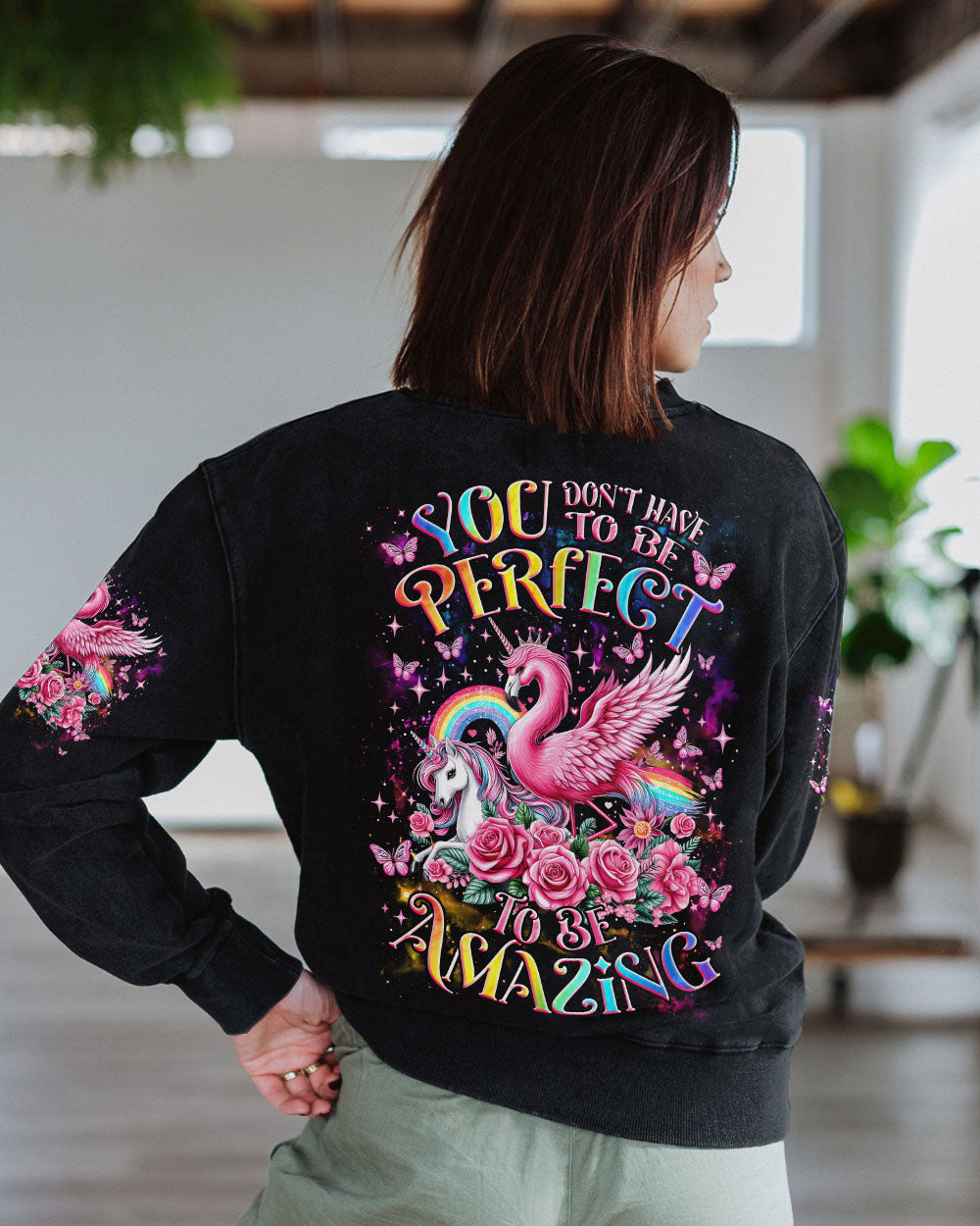 Hippie Art Zone - You Don'T Have To Be Perfect Unicorn Flamingo For Hippie