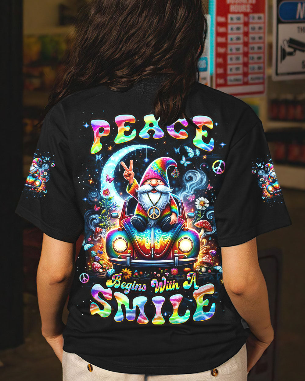 Hippie Art Zone - Peace Begins With A Smile Gnome For Hippie