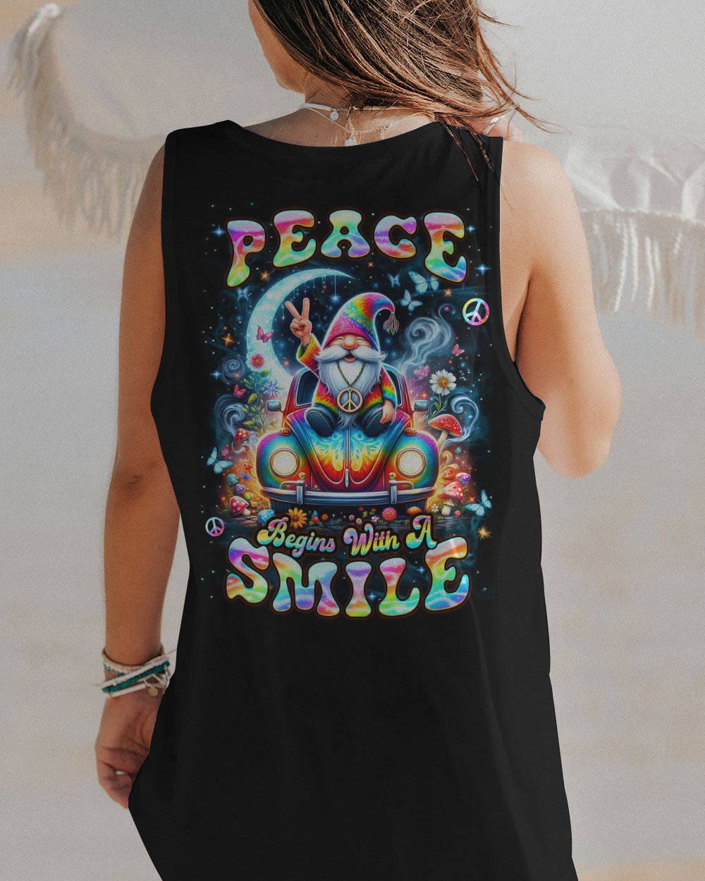 Hippie Art Zone - Peace Begins With A Smile Gnome For Hippie