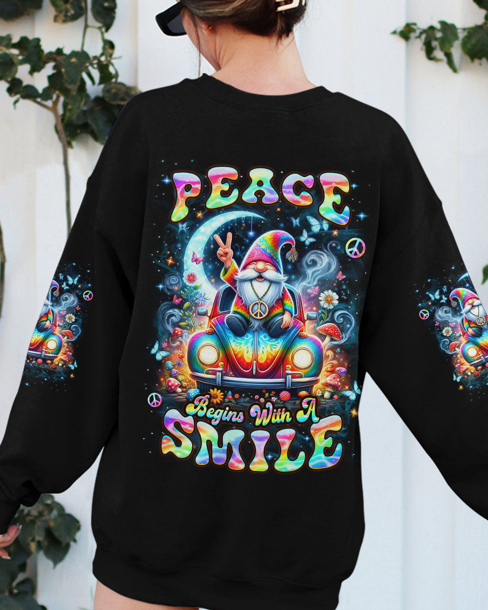 Hippie Art Zone - Peace Begins With A Smile Gnome For Hippie