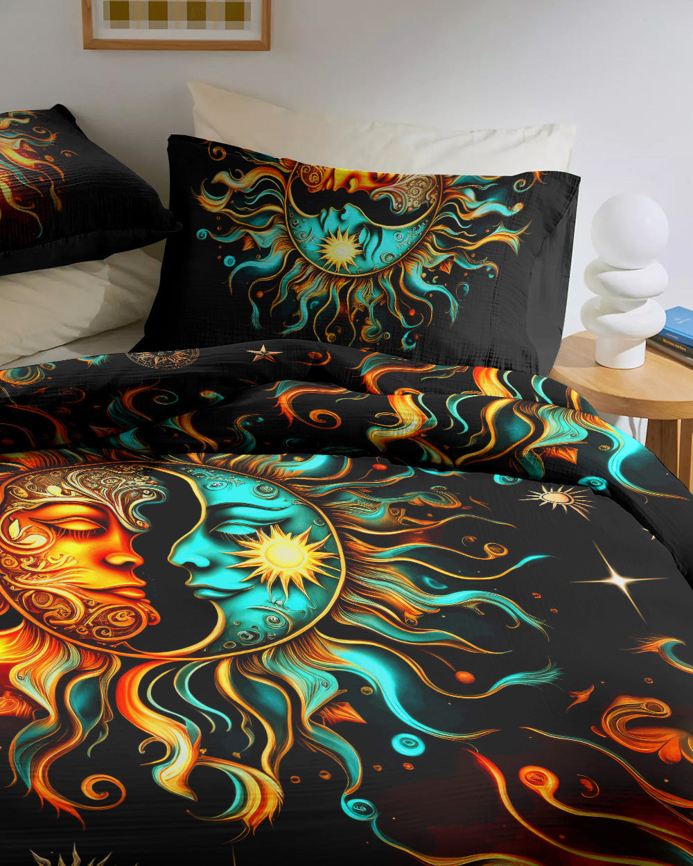 Hippie Art Zone - Sun and Moon Bedding Set For Hippies