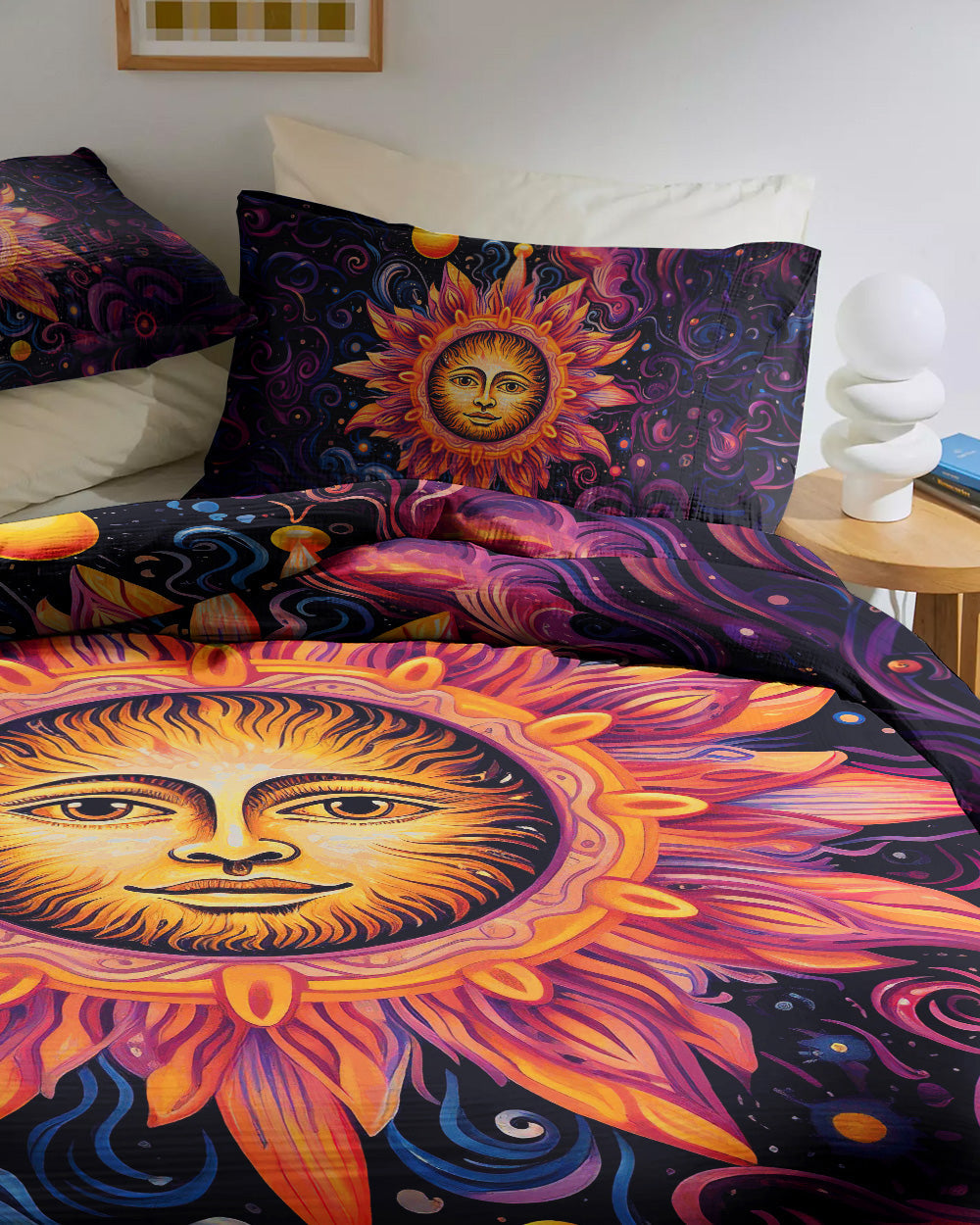 Hippie Art Zone - Sun Moon Bedding Set For Hippies