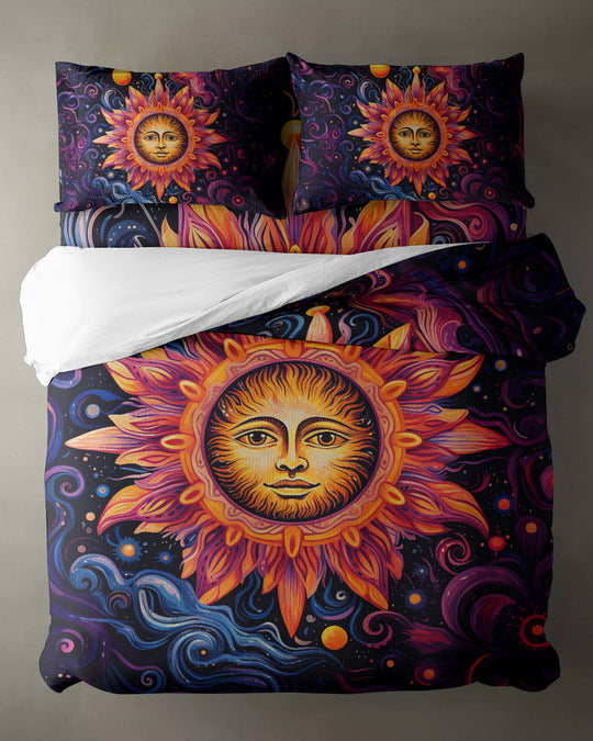 Hippie Art Zone - Sun Moon Bedding Set For Hippies