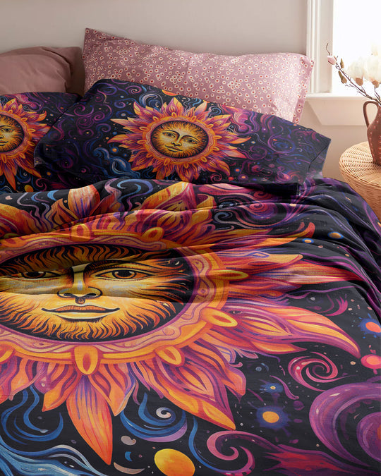 Hippie Art Zone - Sun Moon Bedding Set For Hippies