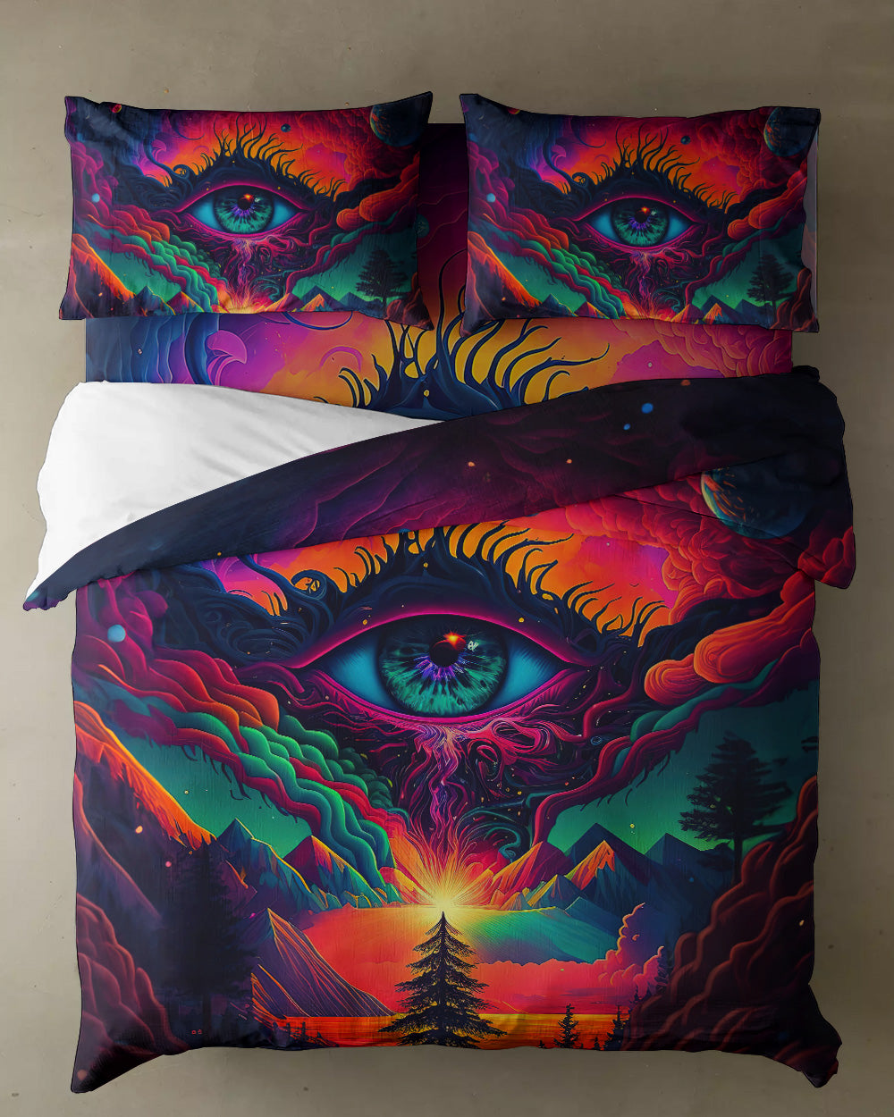 Hippie Art Zone - Moon Eye Bedding Set For Hippies