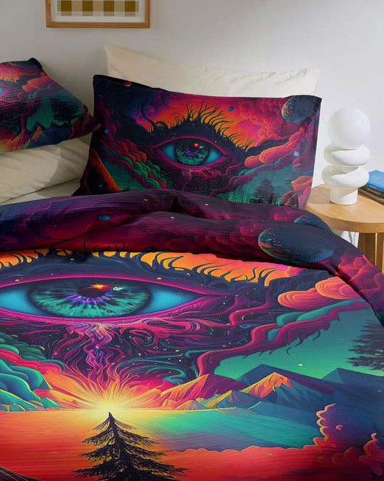 Hippie Art Zone - Moon Eye Bedding Set For Hippies