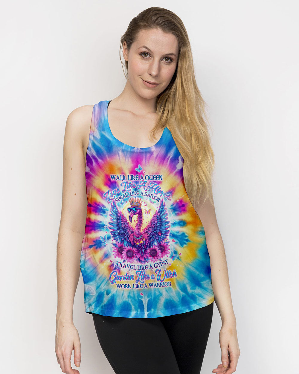 Hippie Art Zone - Walk Like A Queen Flamingo Tie Dye For Hippie