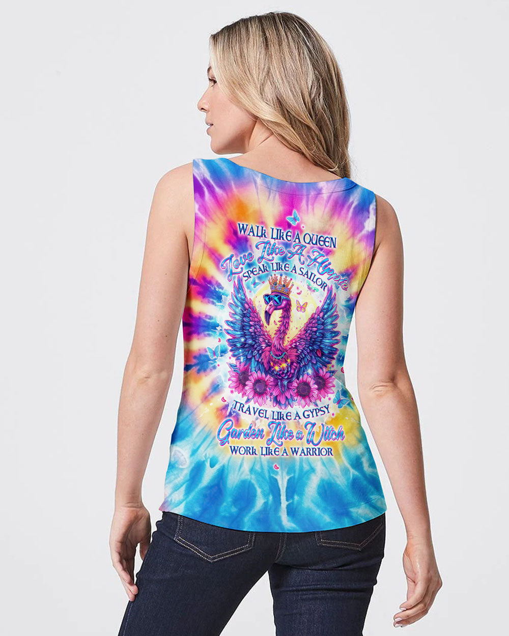 Hippie Art Zone - Walk Like A Queen Flamingo Tie Dye For Hippie