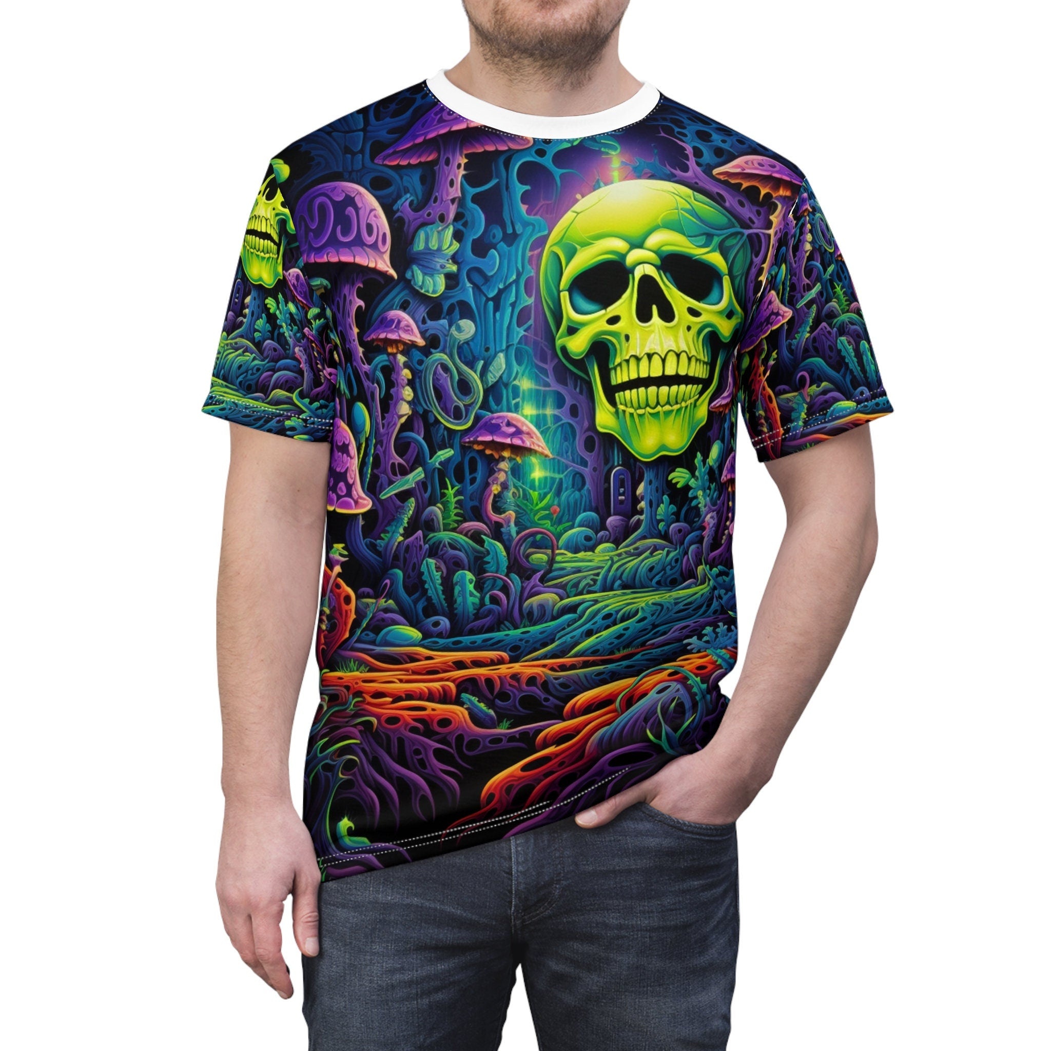 hippieartzone T-Shirt Ambrosia Cortese - Psychedelic Camouflage Tee - Blacklight Reactive Apparel