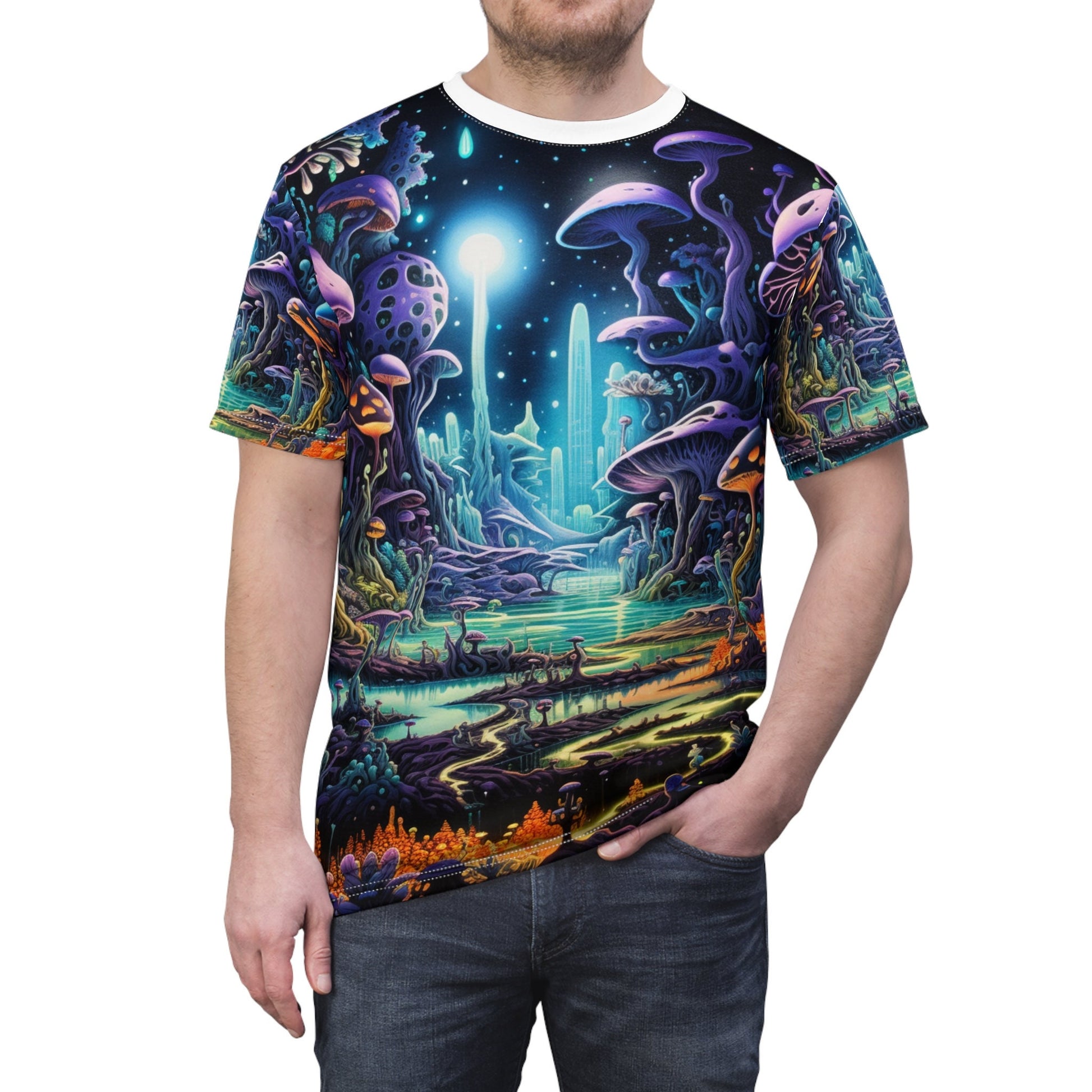 hippieartzone T-Shirt Elizabeth Cranwell - Unique Blacklight Fashion Tee